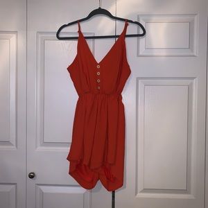 Orange backless romper